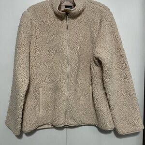32 Degrees Cream Sherpa Fleece Zip Jacket